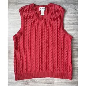 Eddie Bauer Red Cable Knit Cotton Sweater Vest – Classic Preppy Style (Men’s S)